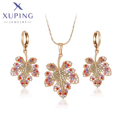 Xuping Jewelry New Arrival Leaf Shaped Trendy Arrival Fashion Jewelries Party for Women Earring Neck