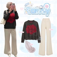 Knitted Clothing Set 3-in-1Wanita Cream Cutbray Scuba Pants + Black Camelia Knit + Paris Biscuit Hij