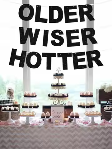 1set Wiser Hotter Flash Banner Fun Birthday Banner,Glitter Happy Birthday Party Banner, Reusable, Ad