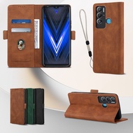 Luxury Flip Leather Phone Case For Tecno Pova Neo/LE6/LE6h with Adjustable Mobile phone lanyard