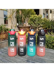 1pc 1300ML/44oz Large Capacity Ombre Color Straw Water Bottle, Portable Handheld Drinking Cup Suitab
