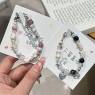 2024New Deoxygenated Star Kitten Paw Bone Bracelet for Women ins Unique style diy Handmade Beaded Be