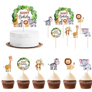 Jungle Safari Animal Theme Cupcake Toppers Dessert Muffin Food Cake Picks for Baby Shower 1st Birthd