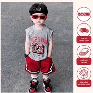 Boy's suit made of 4c stretch cotton with BOSS TONNNE 23 print, DOOBI brand for babies from 10-63kg 