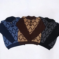 Yeri argyle zip swrater premium Knit unisex Knitwear Top Outer Top oversize Sweater Motif Men Women