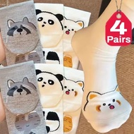 1/2/4Pairs Cute Cartoon Panda Pattern Socks - Soft Anti-pilling Non Skid Household Socks - Fashion M