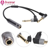 LVEROR 6.35mm Female to Dual Male, 30cm Length 6.35mm Connector 1/4in Stereo to Dual 6.35mm Mono, Fl