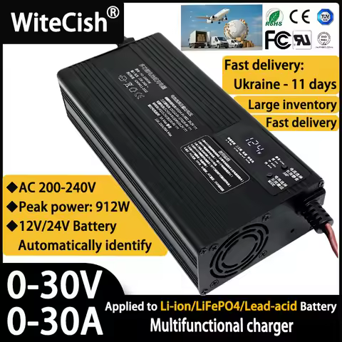 12V 24V 30A 14.6V 29.2V 12.6V 29.4V 13.8V 27.6V Lifepo4 /Lithium/Lead Acid Battery General Charger A