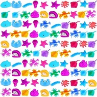 100 Bulk Squeeze Sea Toys Animals Kawaii Squishy Summer Sea Animals Toys Stress Relief Stuff Set for Kids Boys Girls Party Favors Birthday Gifts Cute Decorations