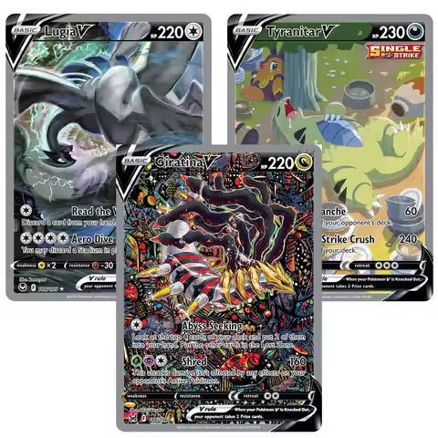 PKM Foil Cards V rare Holographic Toys Gifts Giratina /Tyranitar/ Galarian/Moltres/Entei/Pikachu/V C