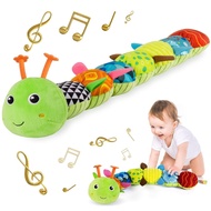 Baby Sensory Caterpillar Toys 0-12 Month Music Animal Stuffed Plush Toy for with Crinkle Rattle for 