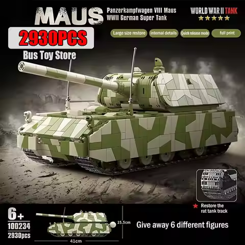 Ww2 German Panzer VIII Maus Tank Tiger I Heavy Tank Military World War Building Blocks Weapons Techn