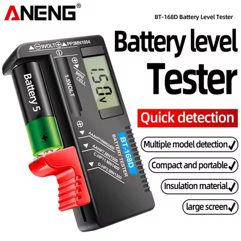 ANENG BT-168D Battery Capacity Tester Universal Professional CR2032/LR44/9V Button Digital Battery D