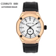(Official Warranty) Cerruti 1881 CTCRA24701 White Dial Black Leather Strap Analog Men's Watch