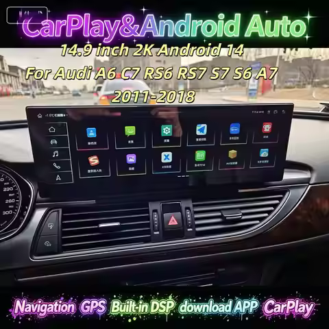 14.9 inch 2K Screen For Audi A6 C7 RS6 RS7 S7 S6 A7 2011-2018 CarPlay Android Multimedia Bluetooth 5