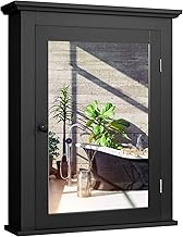 GLACER Bathroom Mirror Cabinet, Wall Mounted Storage Cabinet with Mirror Door and Adjustable Shelf, Mirrored Medicine Cabinet for Bathroom, Living Room, Cloakroom, 22 x 6 x 27.5 inches (Black)