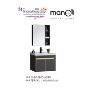 MANDII BASIN CABINET SET 5 IN1 -MAN-805BC-60BK PWP WITH MIRROR BOX-MAN-805MB-BK