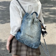 Chanel 23P藍色牛仔22bag雙肩包 尺寸約34×29，芯片款