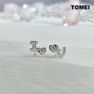 TOMEI I Love U Earrings, White Gold 585