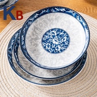KOREAN BBQ จาน ชาม ถ้วย กระเบื้อง เซรามิค ลายคราม 1ใบ เข้าไมโครเวฟได้ (A3)