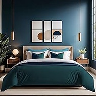 Petrol Green Ranforce Single Quilt Cover, 135 x 200 cm, 100% Cotton, 145 Thread Count, Button Closur