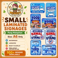 A6 Laminated Sari-Sari Store Signages | Available Here Posters | GCash, Bigas, Ice, Softdrinks, Froz