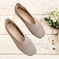 Women's E Cocoon Casual Vivaia-Inspired Knitted Doll Shoes Comfortable Slip On Square-Toe Flats