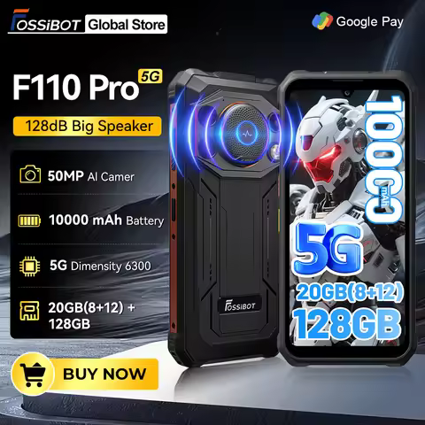 World Premiere Fossibot [F110-Pro] 5G Android 15 Rugged Smartphone 20GB(8+12) 128GB 10000mAh 6.745" 