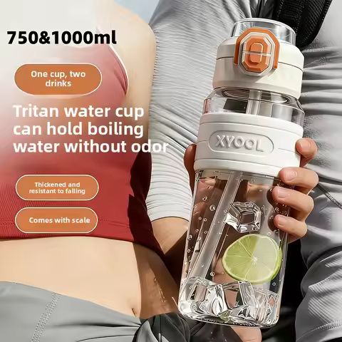 1 Liter Water Bottle Travel 1L for Sports Plastic Water Cup for Girl Boy School Portable 1 Liter 750