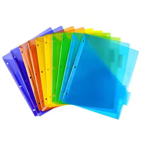 Plastic Binder Dividers with One Front Pocket and Tab Binder Divider for 3 Ring Binder, Multicolor,