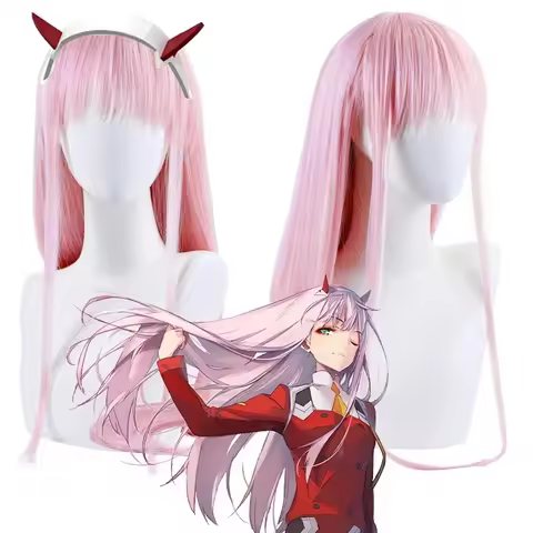 Anime DARLING in the FRANXX 02 Cosplay Wig Zero Two Wigs Without Headwear Role Play Pink Color Cos P