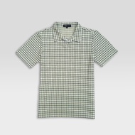 HIJAU Jouldas Oliver Green Sage T-Shirt Polo Knit Men Box Motif - Men's Sage Green Knit Collar Check