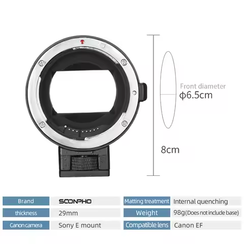 Soopho EF-NEX IV Auto Focus Lens Adapte for Sony E NEX Full Frame A9 AII7 A7RII A7SII A6500 A6300 fo