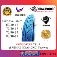 CONSOSTAR TAYAR MOTOSIKAL TUBETYPE CS118 [60/80-17, 70/80-17, 70/90-17, 80/90-17] BUNGA MAXXIS DIAMOND T-MAX TMAX 818