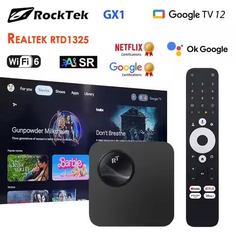 Google TV 12 Box Netflix Google Certified Support Dolby Atmos Vision 2T2R Android TV Box RockTek GX1