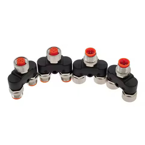 M12 Waterproof Three-way Pipe Connector Conversion Plug 4Pin 5Pin A Code Y Shaped Male Female