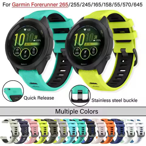 18mm 20mm 22mm Watch Band for Garmin Forerunner 265 255 245 168 165 158 55 645 Stainless Steel Buckl