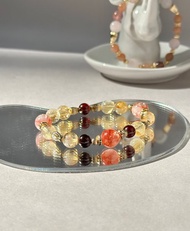 紅膠花 奶蓋黃水晶 石榴石 水晶手鍊/開運 招財 好人緣 保平安