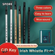 SPORE Aluminum Tin Whistle, Easy-to-learn 6 Holes Irish Whistle Flute, Traditional Rich Tone C/D Key