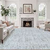9X12 Area Rug for Living Room, Washable Moroccan Geometric Rug Soft Non-Slip Rubber Vintage Boho Lar