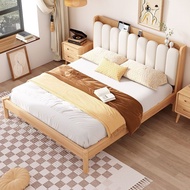 【Free Shipping】Fabric And Wooden Bed Frame Single/Super Single/Queen/King Size Bed frame With Mattress Wooden Bed frame