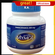 (ยกแพ็ค6กระปุก)Mymol พารา ฟ้าขาว 500 mg. มายมอล ไวท์ บลู100 เม็ดพาราเซตามอลเม็ดฟ้าขาว 6กระปุก7667