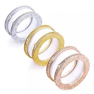 Bvlgari 寶格麗白陶瓷鑲鑽戒指（玫瑰金/金色/銀色）