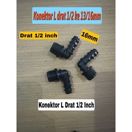 Straight and L Connector Thread 1/ 2 3/ 4 Inch to 10mm 16mm Irrigation Connector aeration connector