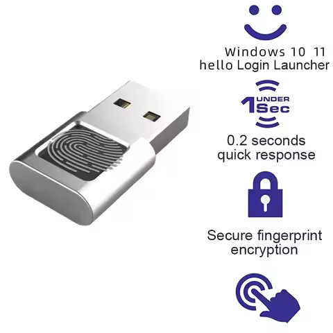Zinc Alloy Material USB Fingerprint Reader Module Device Recognition For Windows 10 11 Hello Biometr