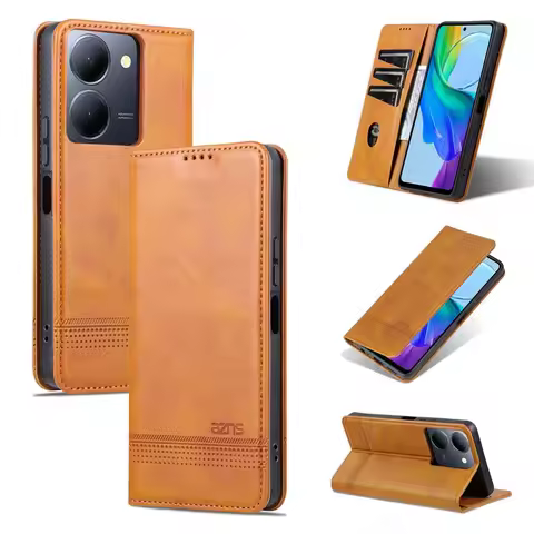 Wallet case for Vivo Y38 Y200i Y200t T3x Y27s Y77t Y01 PU leather flip cover shockproof casing holde
