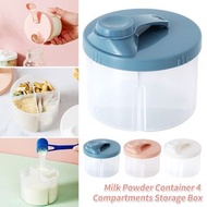 **包郵** 四格嬰兒奶粉罐 外出防潮密封罐 奶粉格分盒便攜盒 食物收納盒 [平行進口]