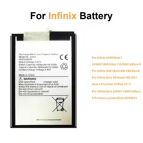 BL-44CX BL-5AAX Battery For Infinix X687 X690 7 Note 7 10 Play X657 X693 Hot 11S Zero x X6810 X6811 