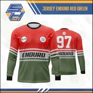 HIJAU MERAH Enduro X-Red Green DRI-FIT Long Sleeve Jersey - Red Green Trail Jersey/ MTB Jersey/ MTB 
