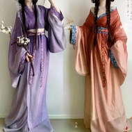 New Style Hanfu Female Big Qiao Xiaoqiao cos Warring States Robe Tail Cross Collar Record Recovery S